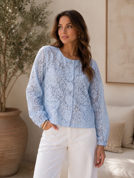 ShopEvelynne Jackets & Blazers - FROM FRANCE Boho Blue Lace jacket